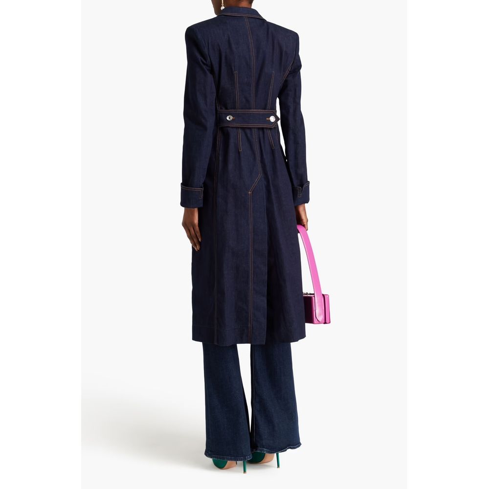 Blue Denim Long Coat with Exquisite Stitch Detail