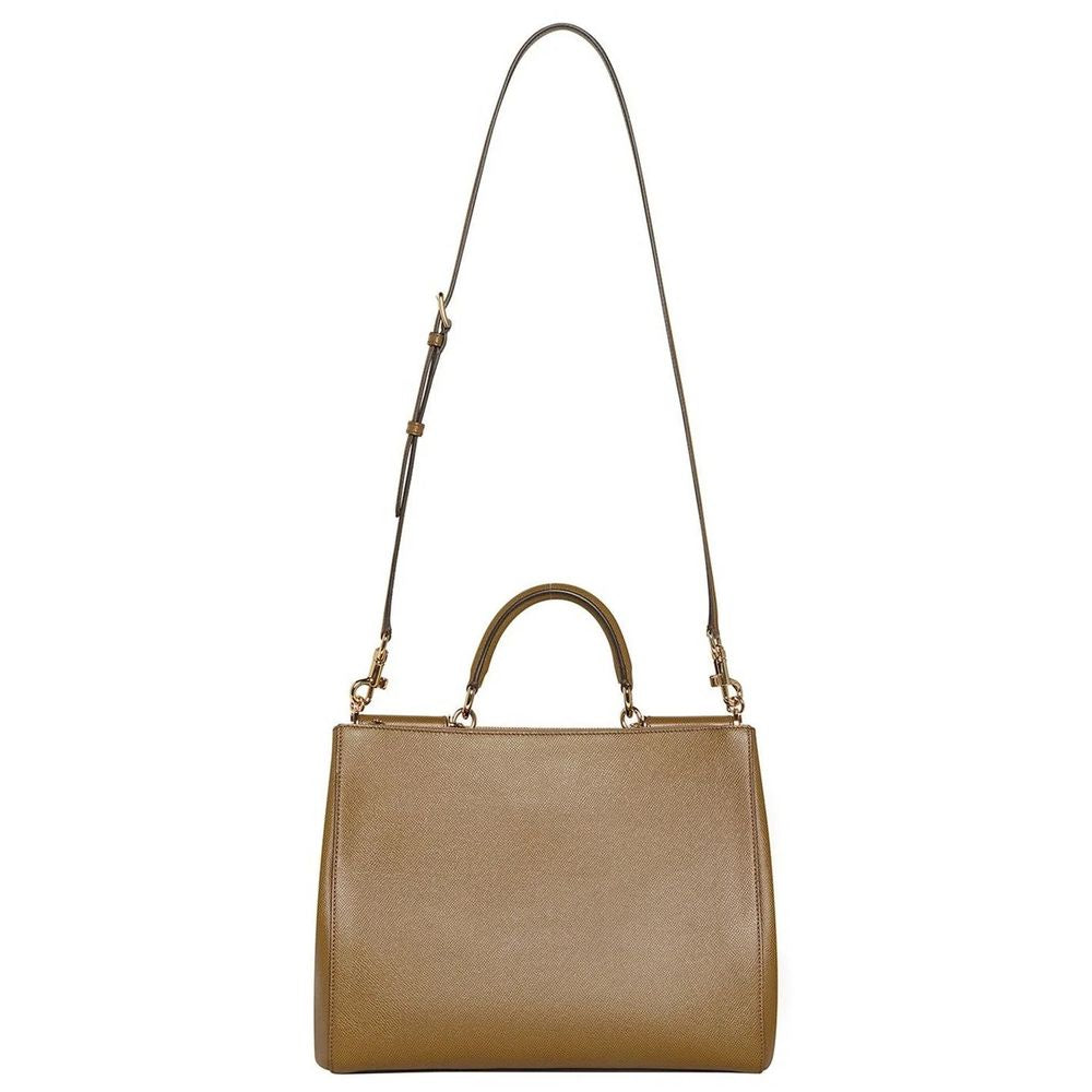 Elegant Calfskin Leather Shopper with Gold Accents