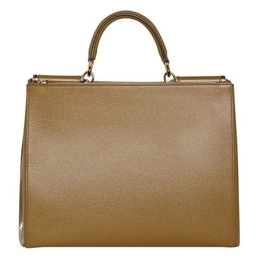 Elegant Calfskin Leather Shopper with Gold Accents