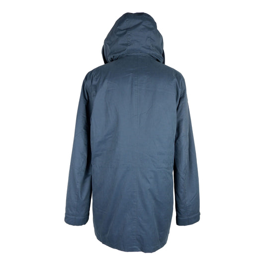 Elegant Blue Hooded Parka Jacket