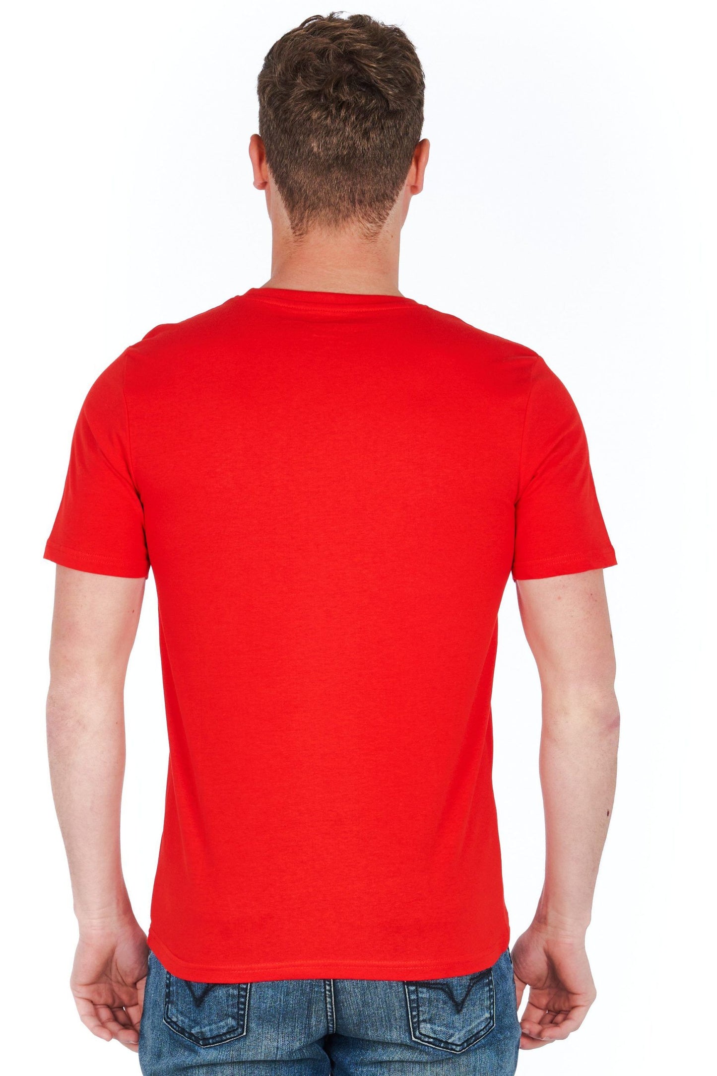 Sleek Red Jersey Tee with Emblem Detail