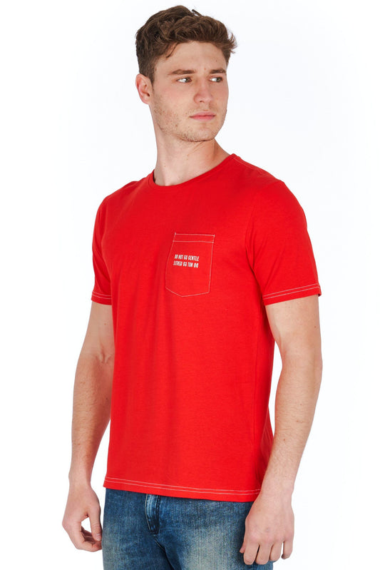 Slim Fit Red Pocket Tee with Iconic Logo