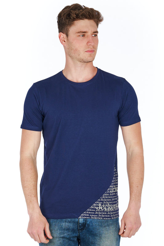 Sleek Blue Jersey Tee with Signature Print