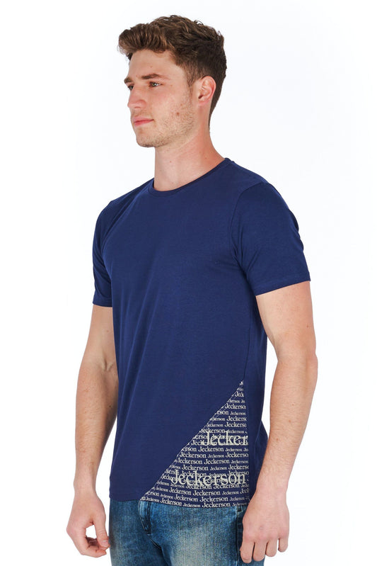 Sleek Blue Jersey Tee with Signature Print