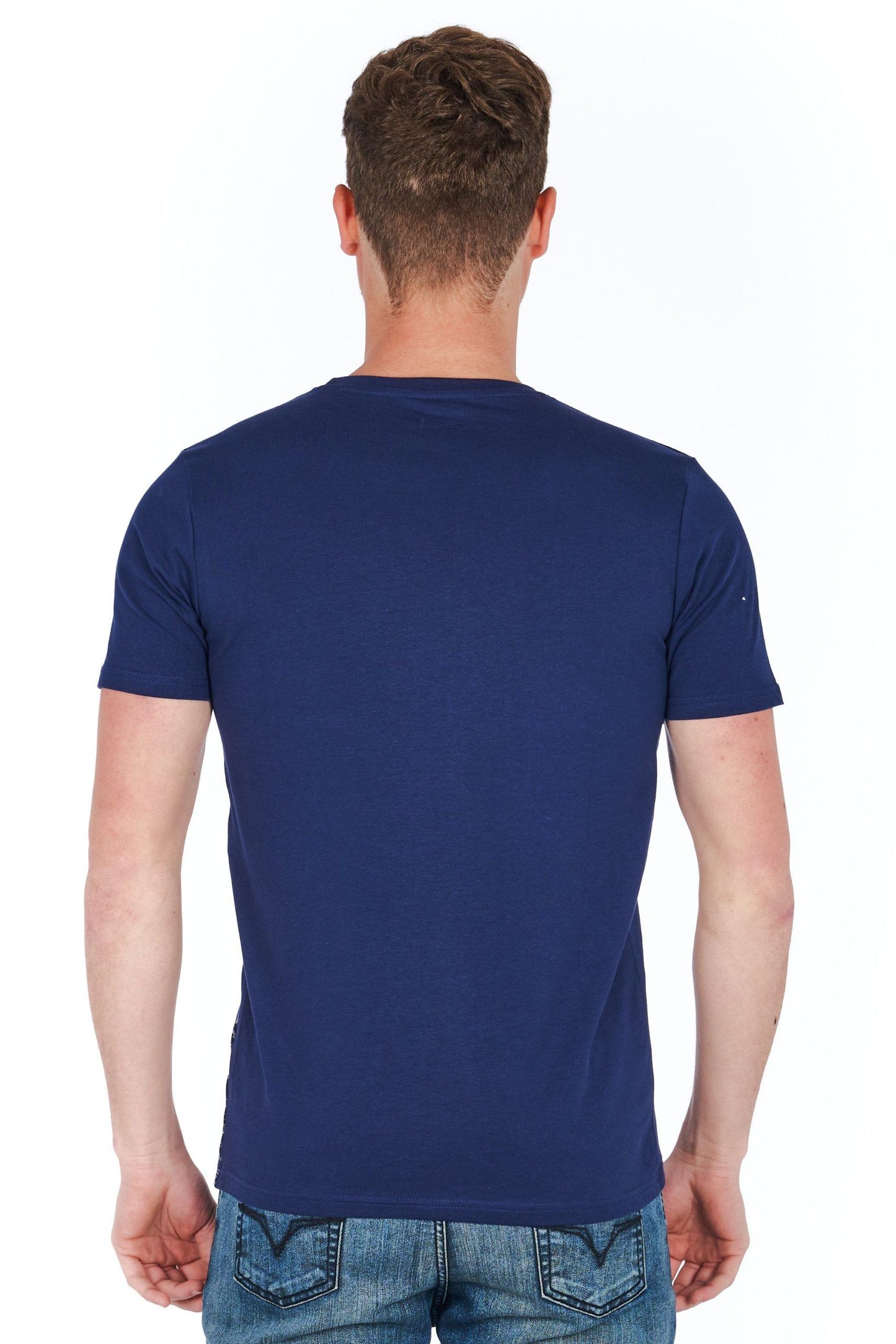 Sleek Blue Jersey Tee with Signature Print