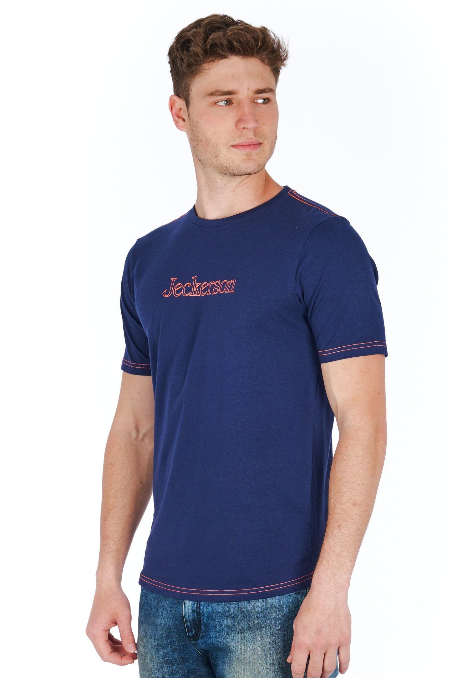 Sleek Blue Jersey Tee with Logo Detail