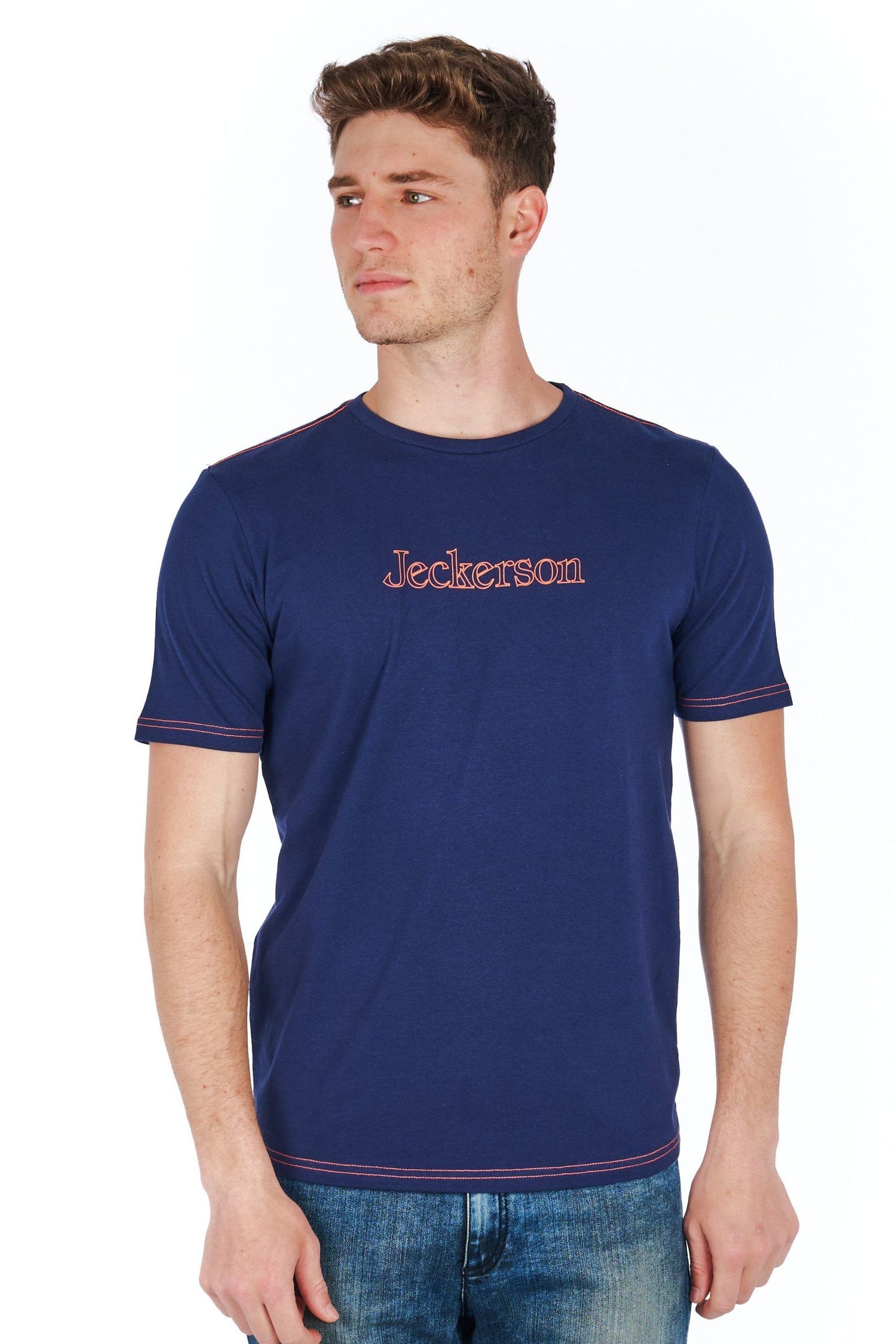 Sleek Blue Jersey Tee with Logo Detail