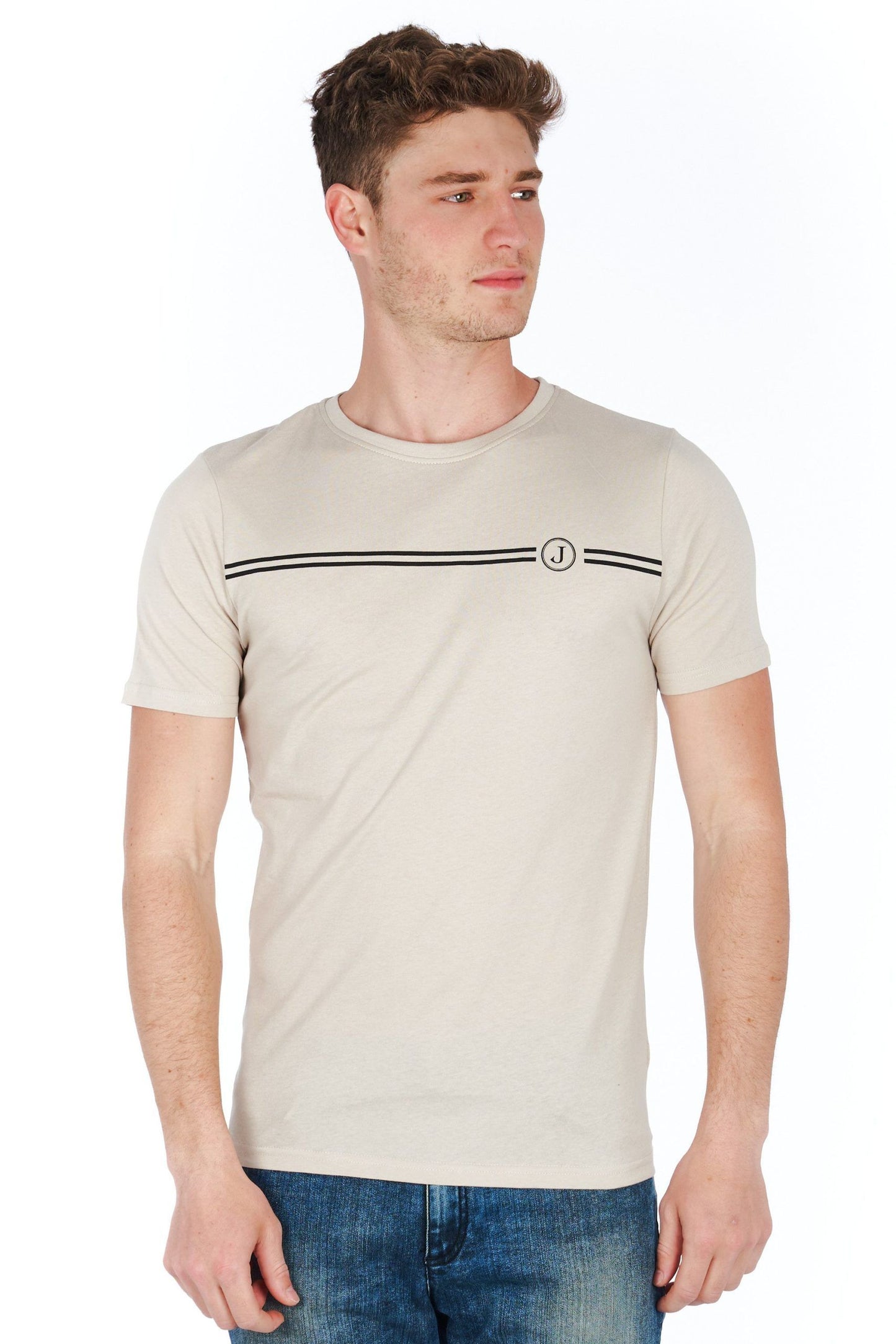 Elegant Silver Slim Fit Jersey T-Shirt