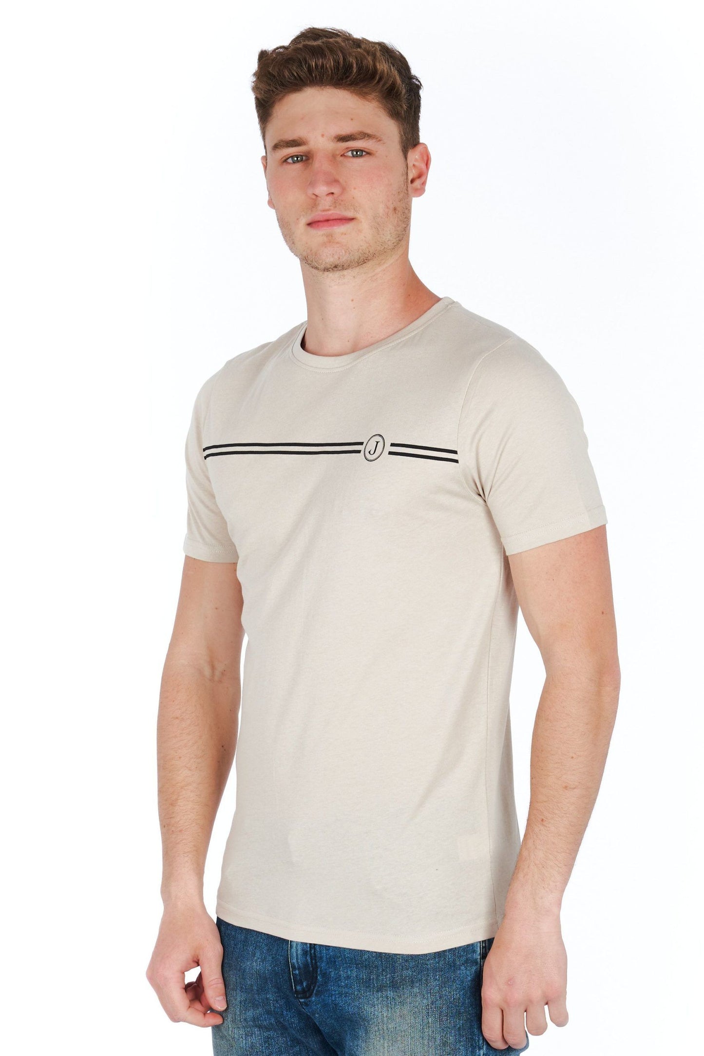 Elegant Silver Slim Fit Jersey T-Shirt