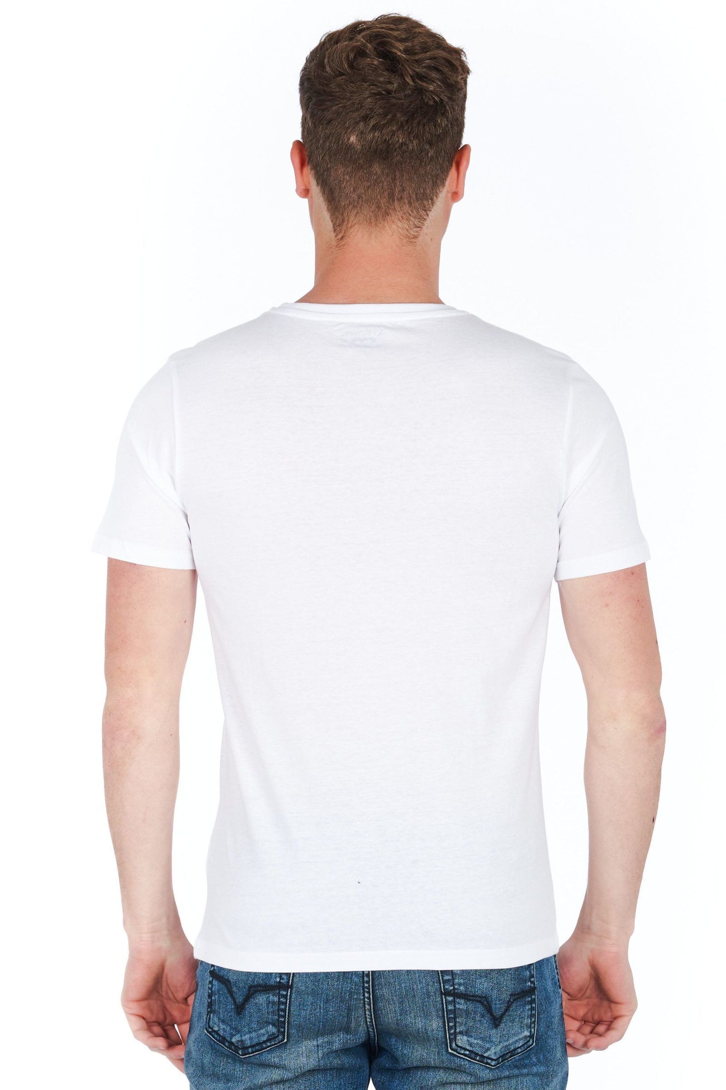 Sleek White Jersey Tee with Chic Front Print