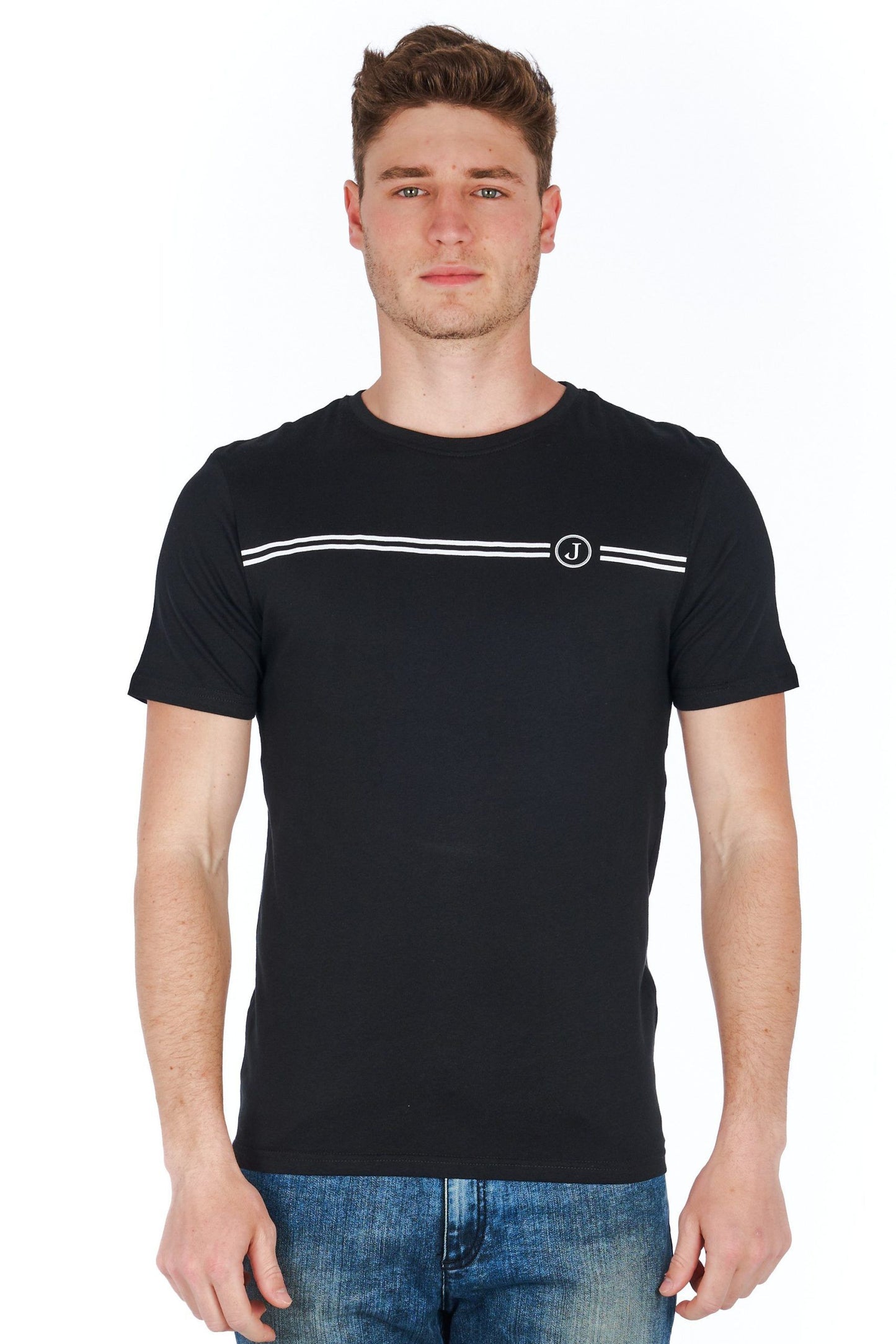 Sleek Black Jersey Tee with Signature Print