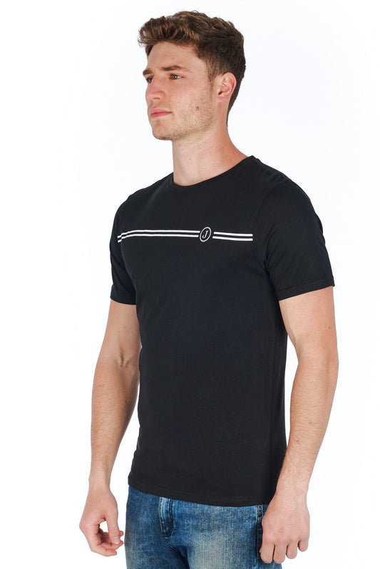 Sleek Black Jersey Tee with Signature Print