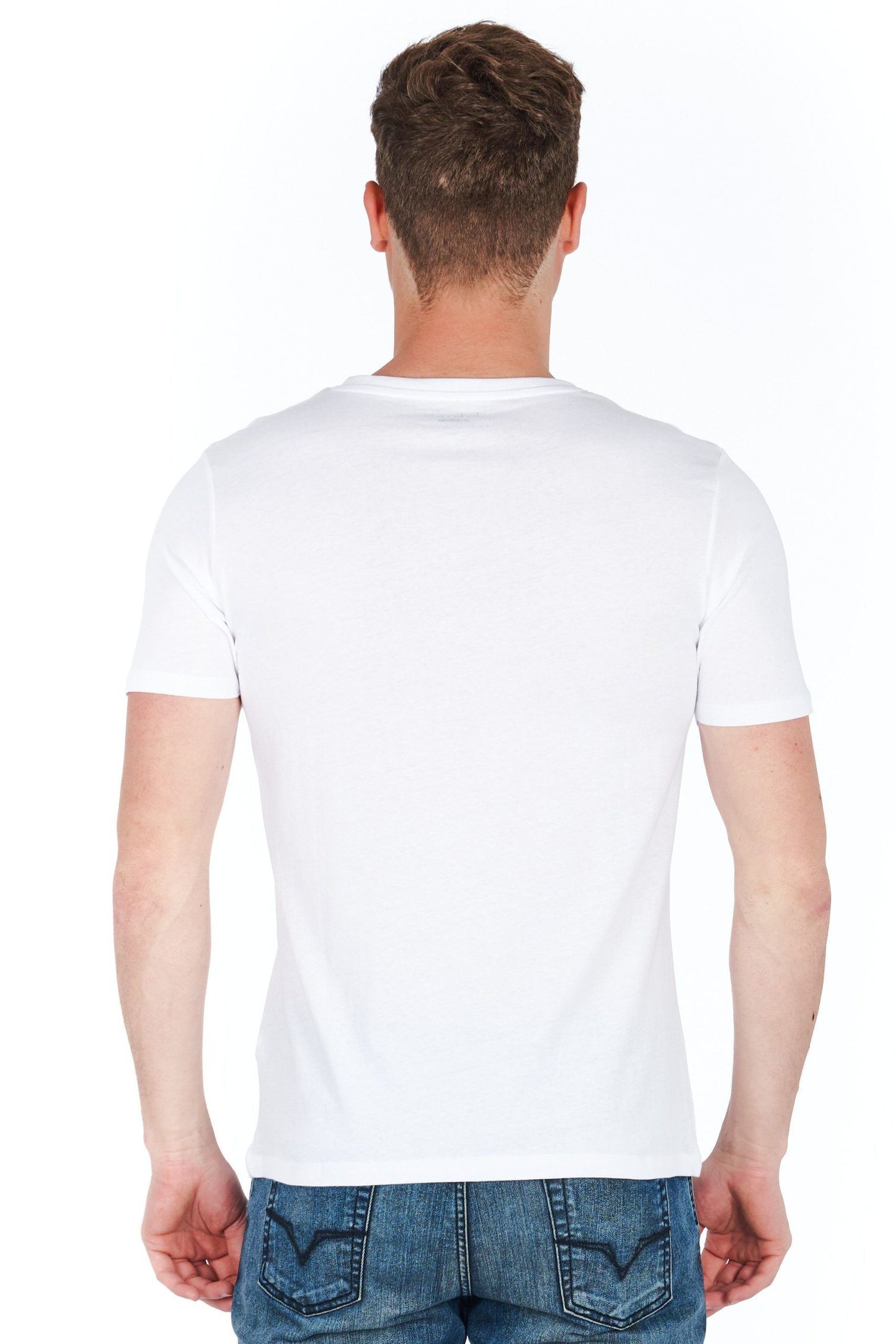 Sleek White Logo Tee for the Modern Man