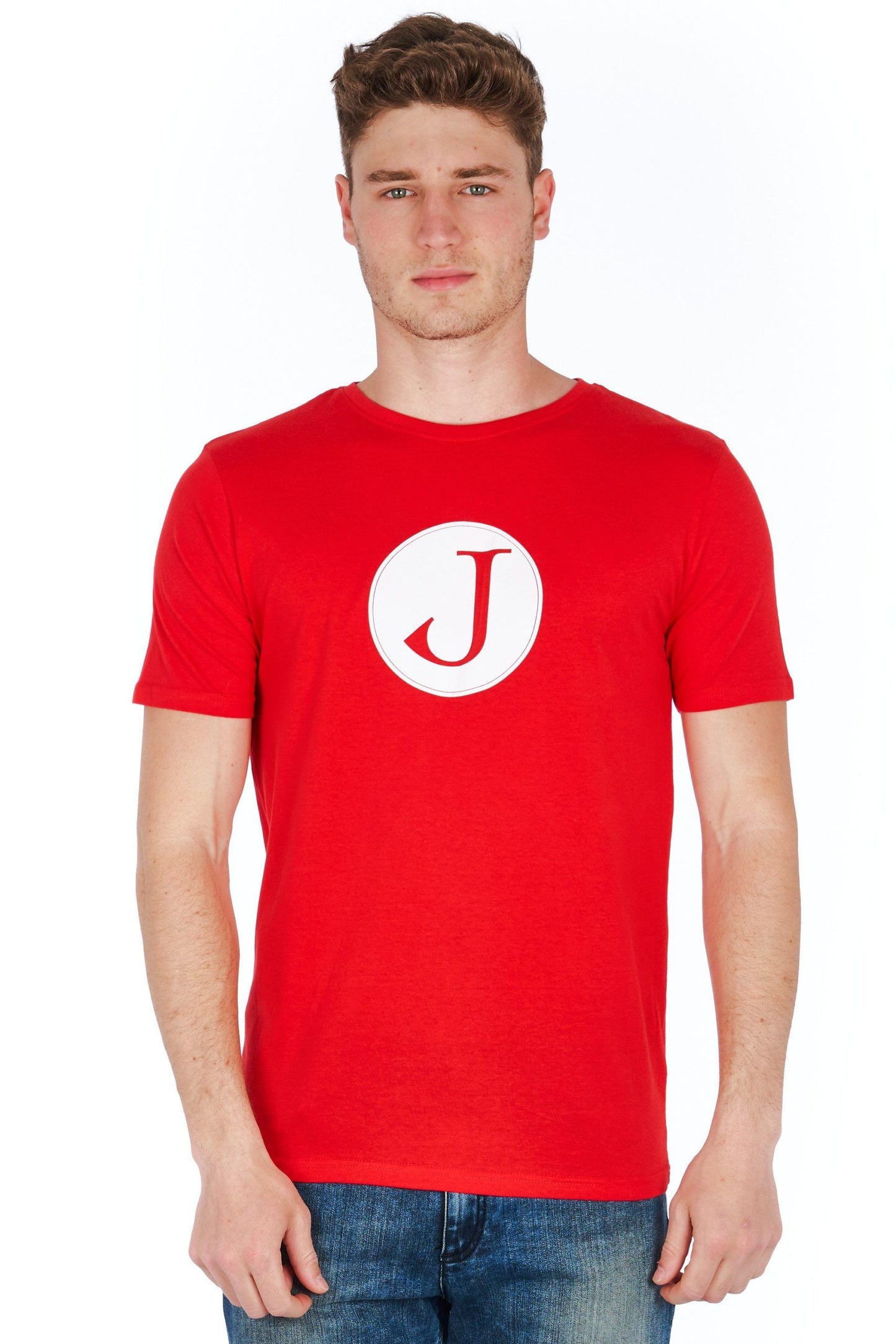 Chic Red Slim Fit Jersey Tee with Logo