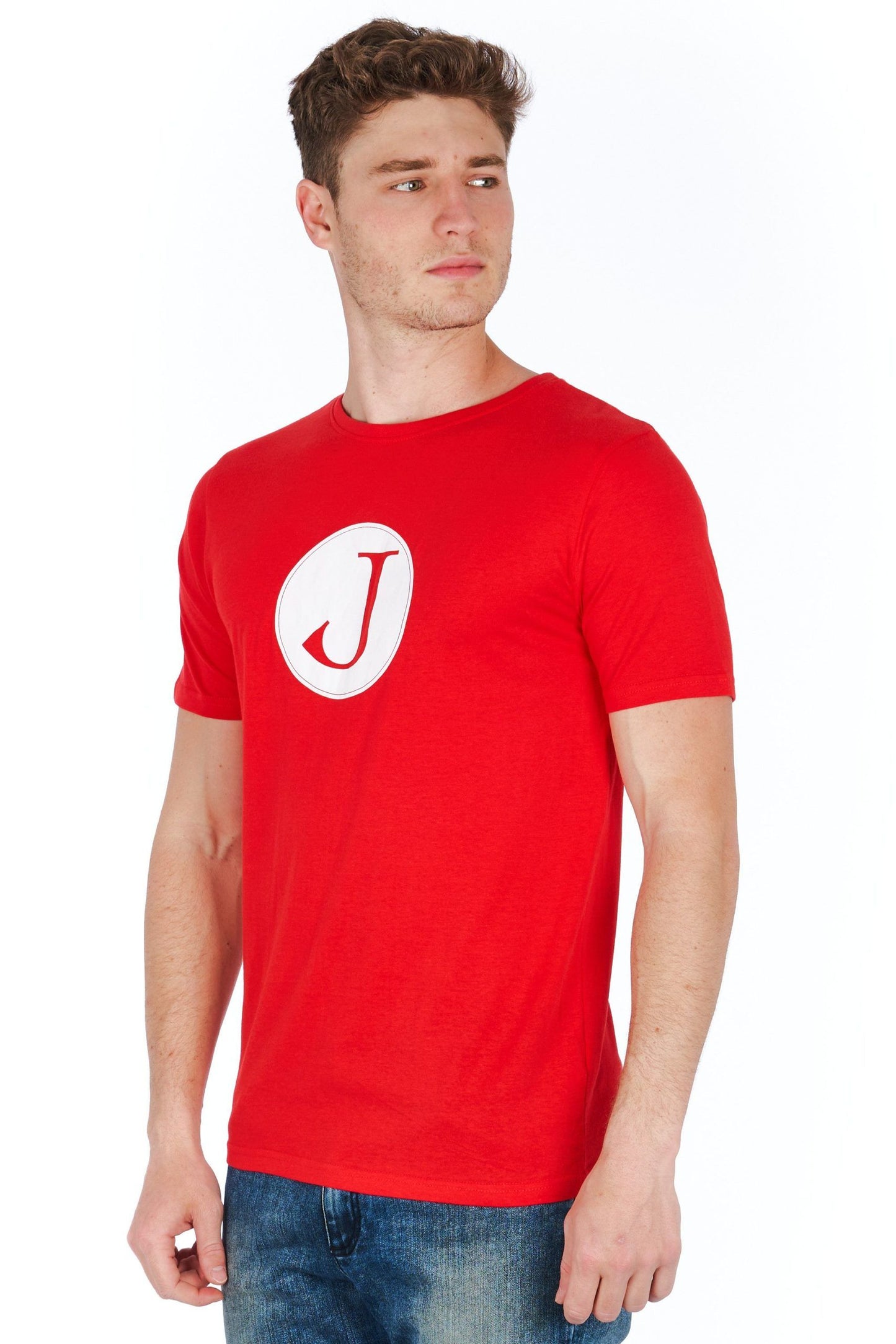 Chic Red Slim Fit Jersey Tee with Logo