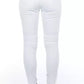 Chic Biker-Inspired White Stretch Denim Jeans