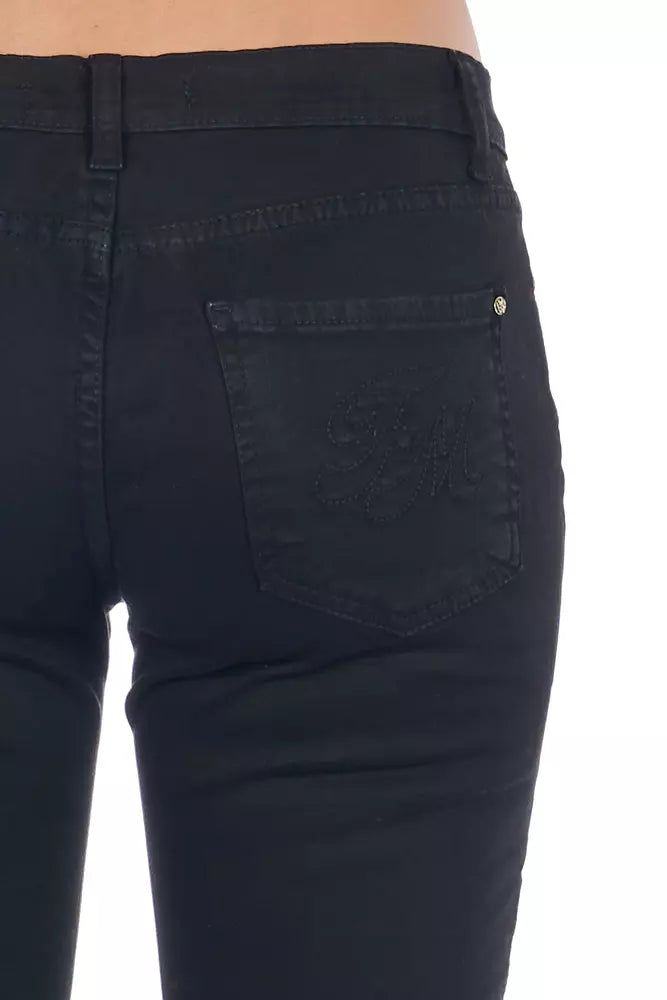 Elegant Biker Stretch Denim Jeans in Black