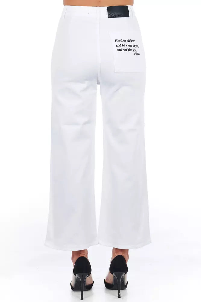 Elevated Elegance White Cropped Trousers