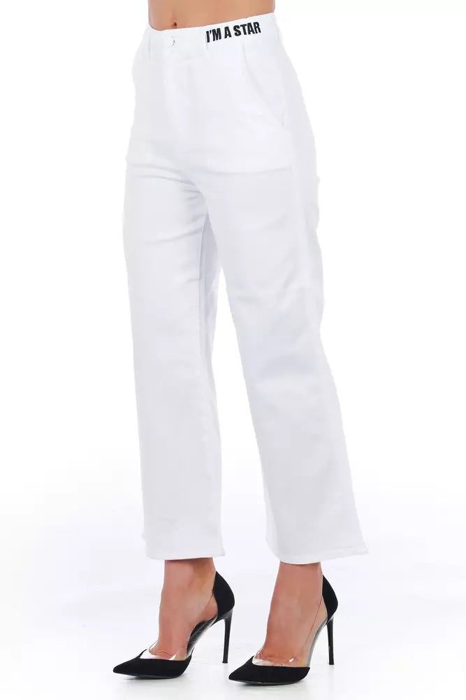 Elevated Elegance White Cropped Trousers