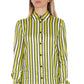 Elegant Striped Jewel-Sleeve Shirt