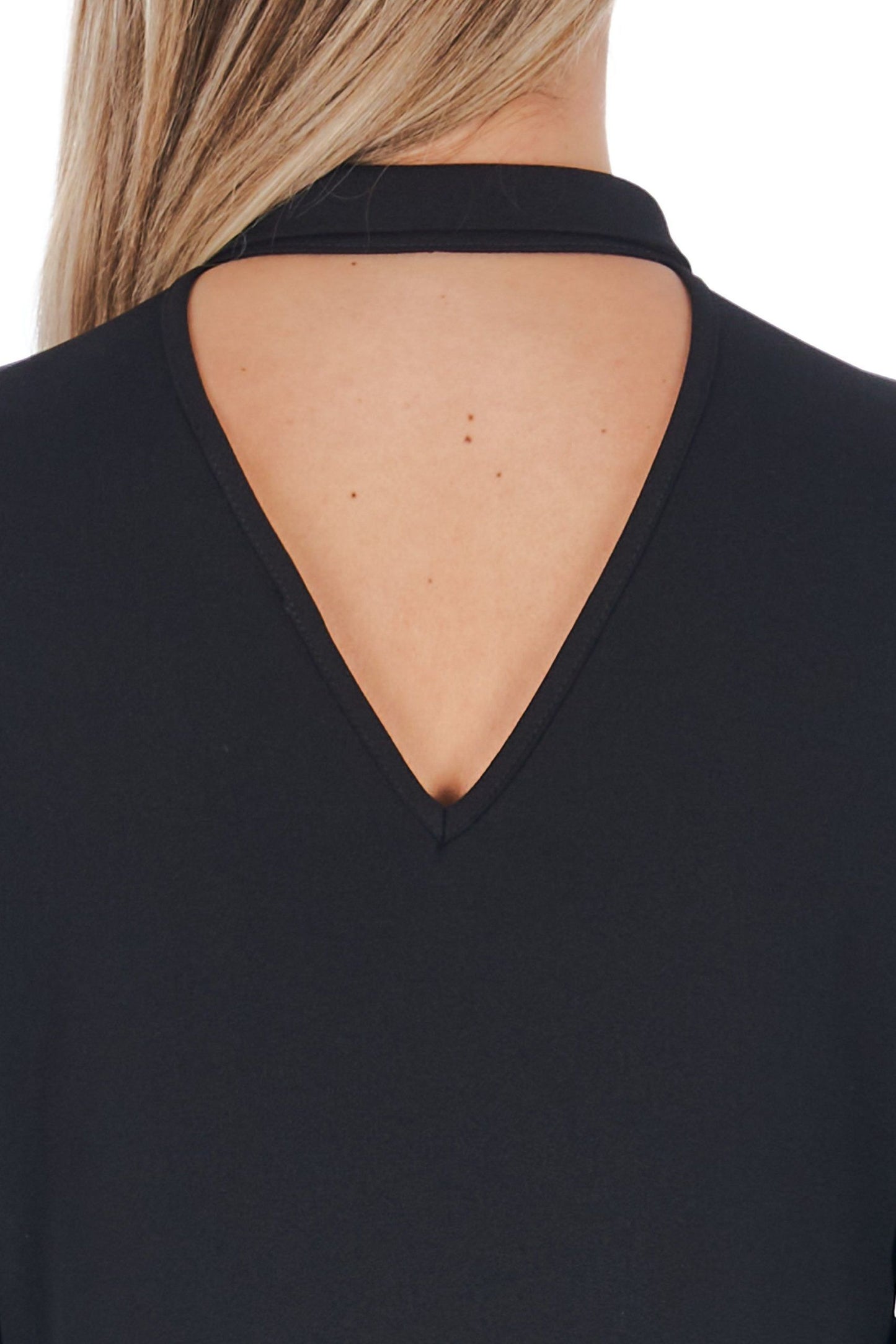 Elegant Long Sleeve Black V-Back Shirt