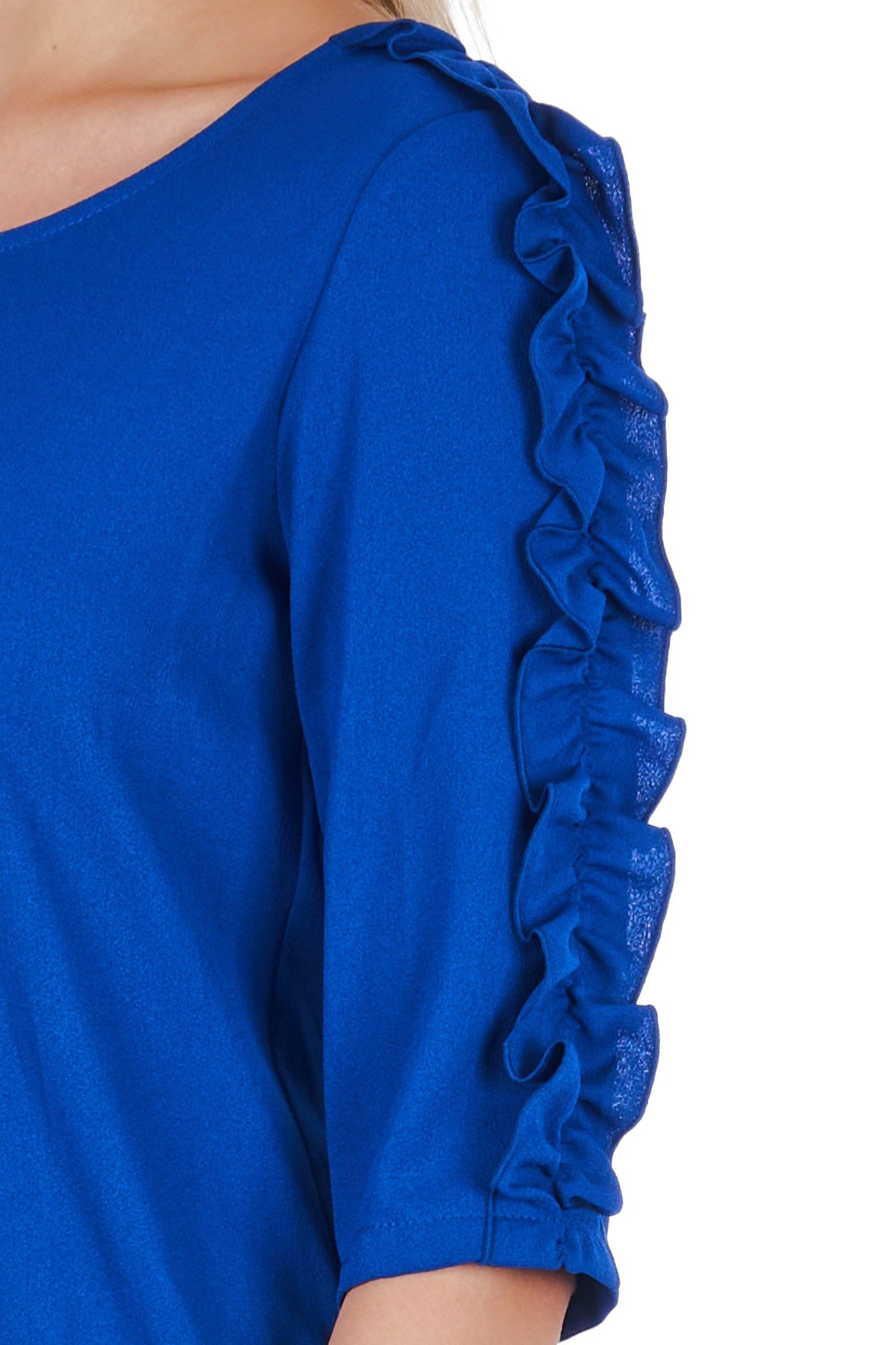 Chic Blue Blouse with Elegant 3/4 Sleeves