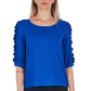 Chic Blue Blouse with Elegant 3/4 Sleeves