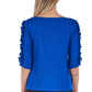 Chic Blue Blouse with Elegant 3/4 Sleeves