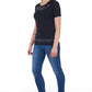 Sleek Black Cotton Blend Tee with Front Print