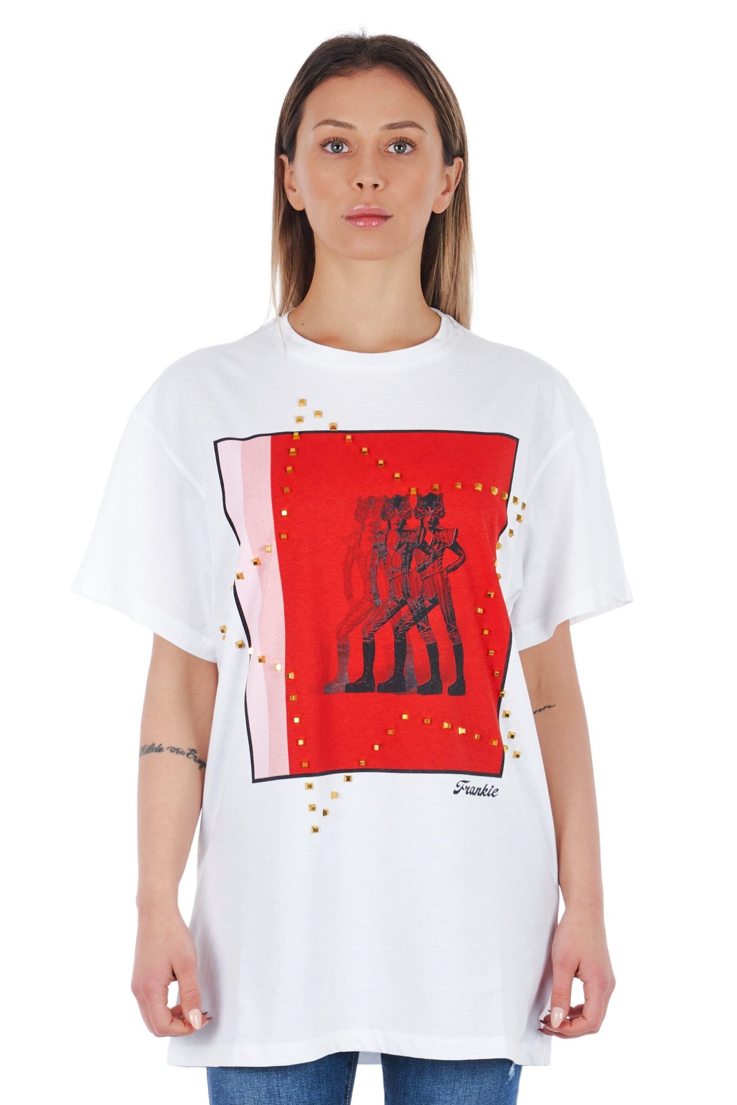 Oversized Graphic Cotton Tee with Appliques