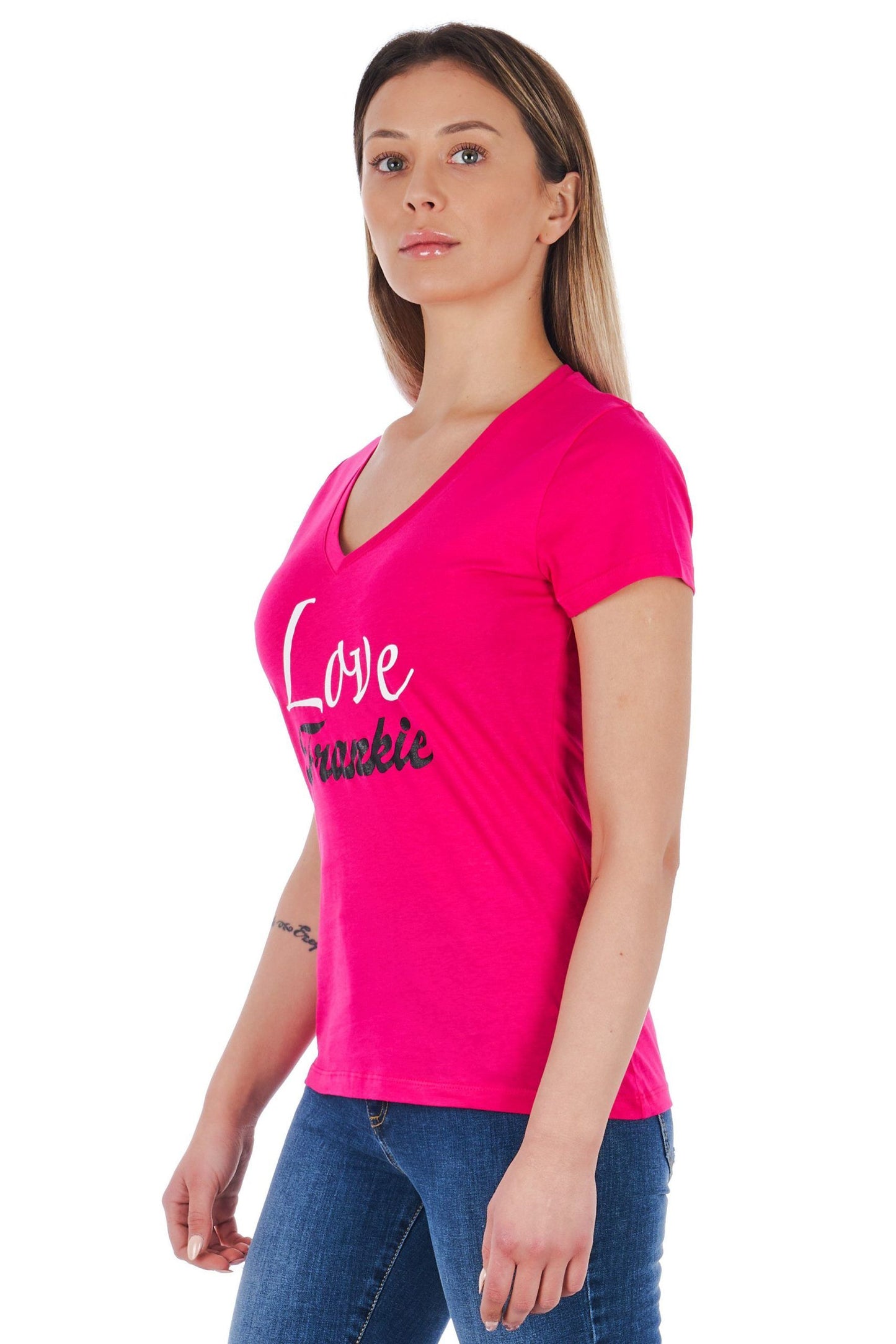 V-Neck Tee with Chic Front Print