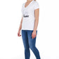 Elegant V-Neck Tee with Chic Front Print