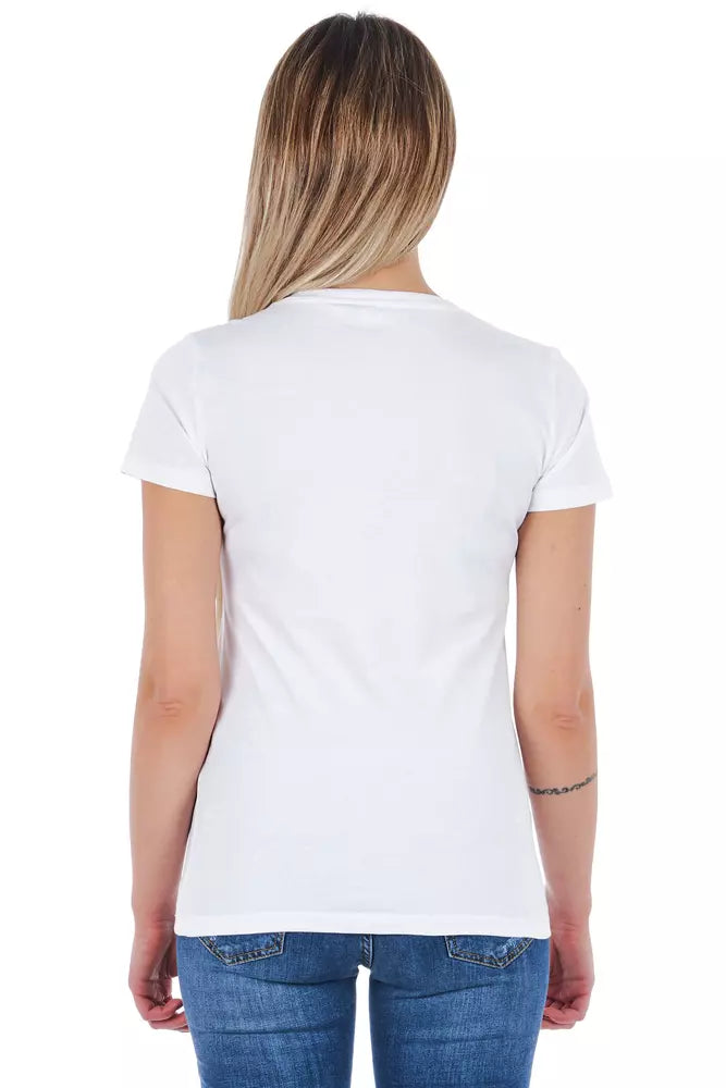 Elegant V-Neck Tee with Chic Front Print