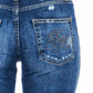 Blue Cotton Blend Worn Wash Jeans