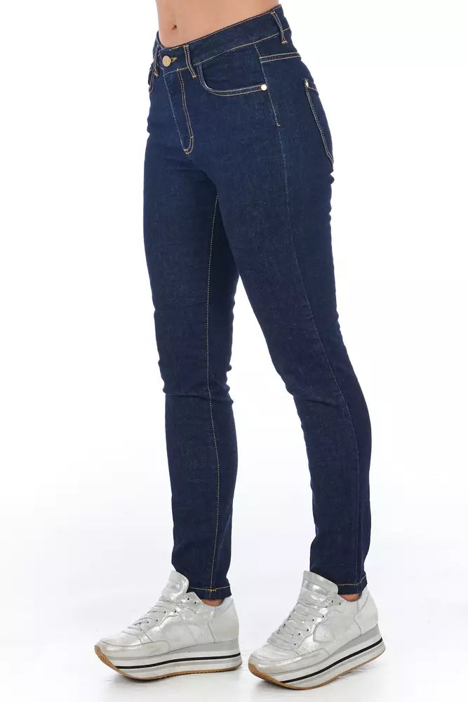 Chic Multi-Pocket Denim Jeans in Blue