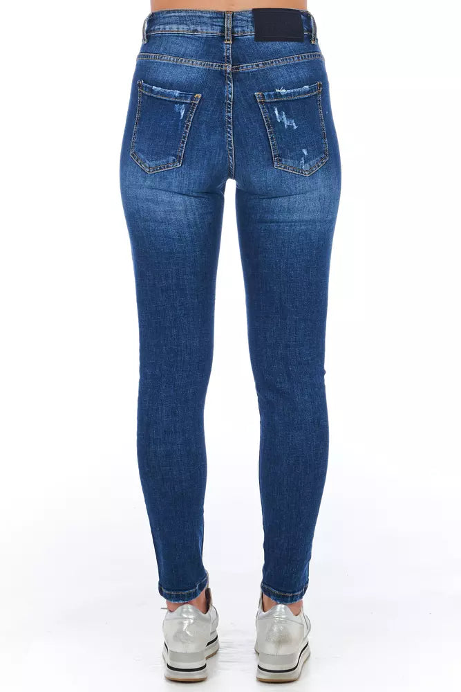 Chic Worn Wash Denim Jeans for Sophisticated Style