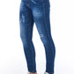 Chic Worn Wash Denim Jeans for Sophisticated Style