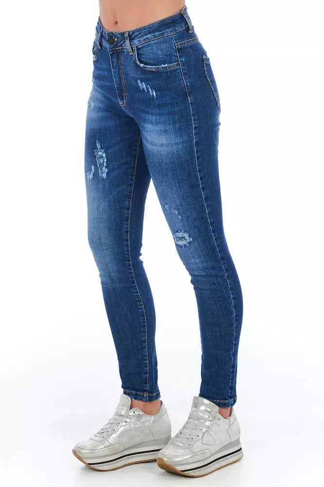 Chic Worn Wash Denim Jeans for Sophisticated Style