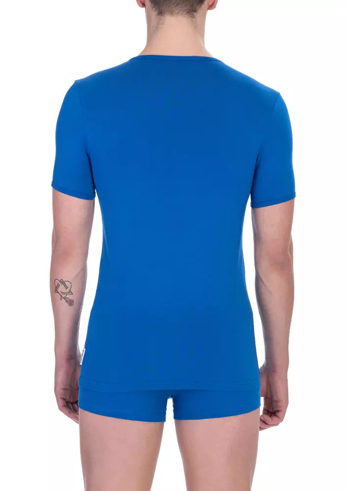 Sleek Blue Crew Neck Cotton Tee