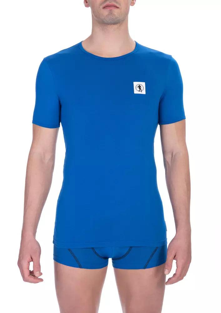 Sleek Blue Crew Neck Cotton Tee