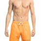 Electric Orange Swim Shorts with Iconic Print