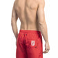 Vibrant Red Side Print Swim Shorts