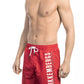Vibrant Red Side Print Swim Shorts