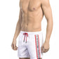 Elegant White Swim Shorts with Iconic Tape Detail