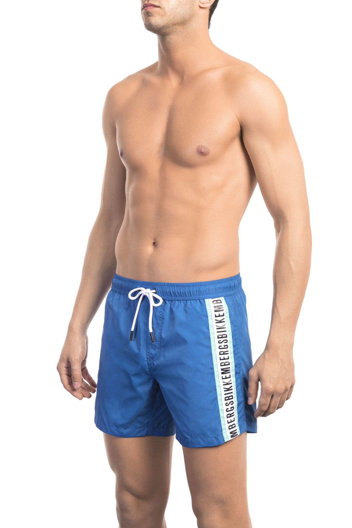 Elegant Blue Swim Shorts with Sleek Tape Detail