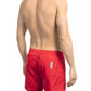 Sleek Red Tape-Trim Swim Shorts