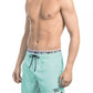 Elegant Light Blue Swim Shorts with Branded Band