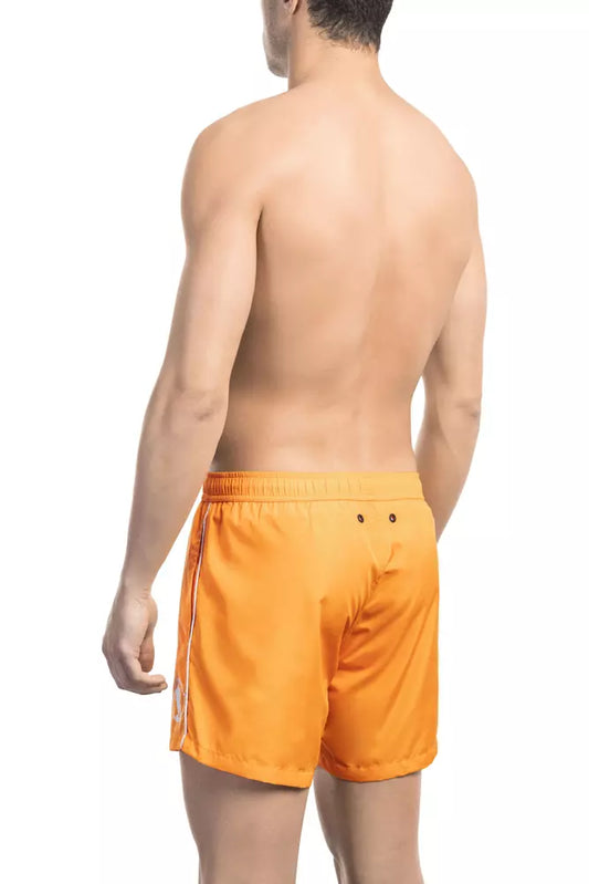 Vibrant Orange Men's Swim Shorts With Front Print