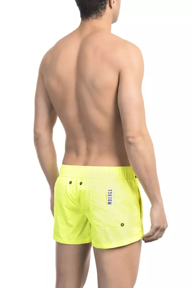 Sleek Yellow Micro Swim Shorts with Contrast Band