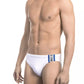 Elegant White Side Print Swim Trunks
